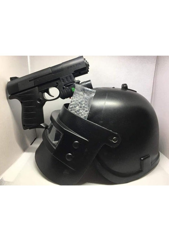 مسدس ليزر مع خوذة بابجي من Next Store للاولاد، لعبة محاكاة واقعية، مسدس ليزر مع خوذة بابجي، ألعاب قتال تنافسية للأطفال، هدية مثالية للأولاد