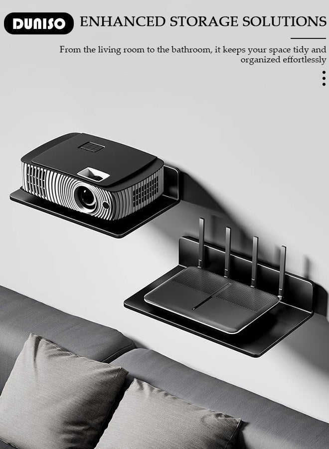 DUNISO Aluminum Alloy WiFi Router Wall Mount Shelf, Small Mini Projector Shelf Modem Shelf Cable Box Wall Mount Router Wall Mount,Projector Wall Mount Floating Accessories,Storage & Stability - Image 3