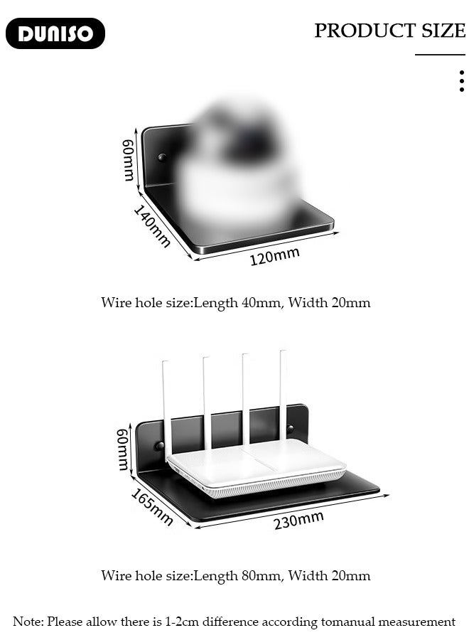 DUNISO Aluminum Alloy WiFi Router Wall Mount Shelf, Small Mini Projector Shelf Modem Shelf Cable Box Wall Mount Router Wall Mount,Projector Wall Mount Floating Accessories,Storage & Stability - Image 2