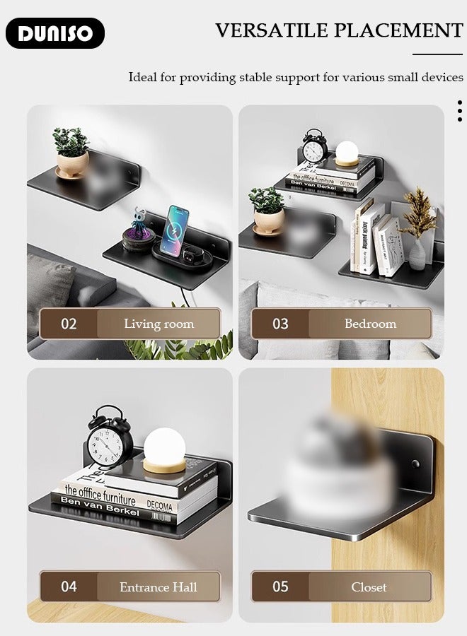 DUNISO Aluminum Alloy WiFi Router Wall Mount Shelf, Small Mini Projector Shelf Modem Shelf Cable Box Wall Mount Router Wall Mount,Projector Wall Mount Floating Accessories,Storage & Stability - Image 4