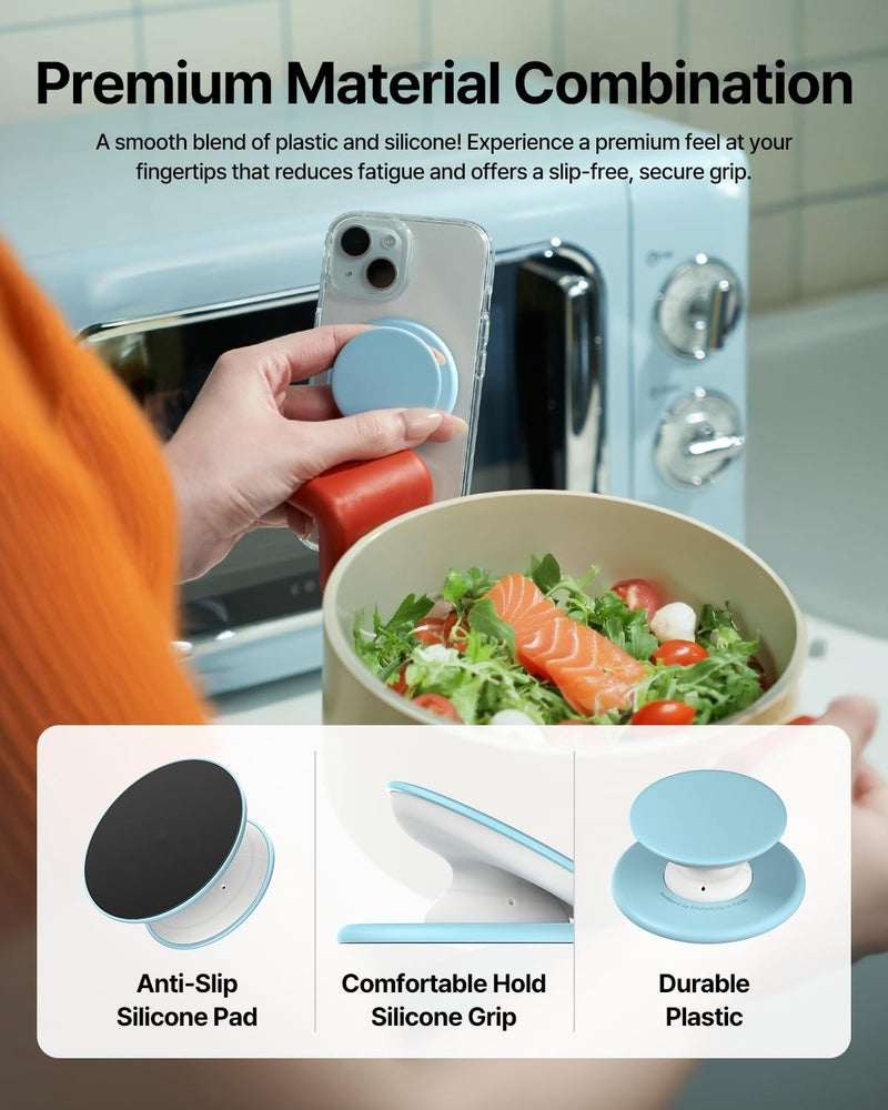 Sinjimoru for MagSafe Phone Grip, Soft Silicone Magnetic Finger Grip for iPhone 17/16/15/14/13, Comfortable One-Touch Holding, M-Tap Tok Blue - Image 5