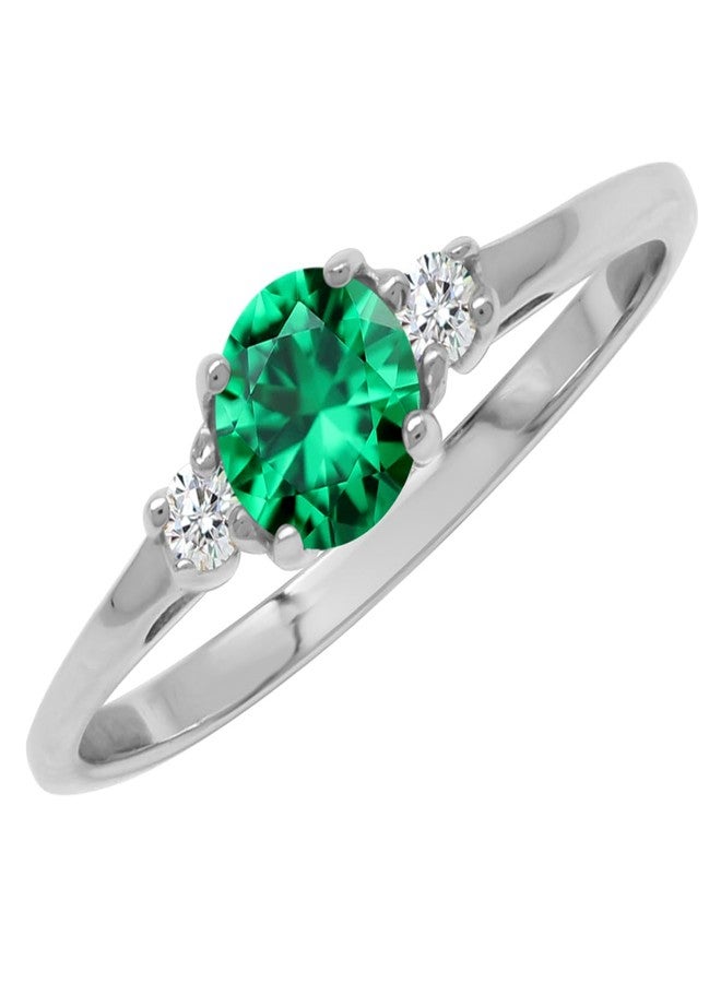 Silvershake Petite Green Nano Emerald & White CZ 925 Sterling Silver Promise Ring Size 7.5 - Image 1