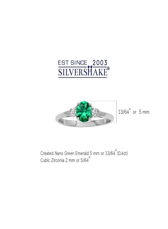 Silvershake Petite Green Nano Emerald & White CZ 925 Sterling Silver Promise Ring Size 7.5 - Image 3