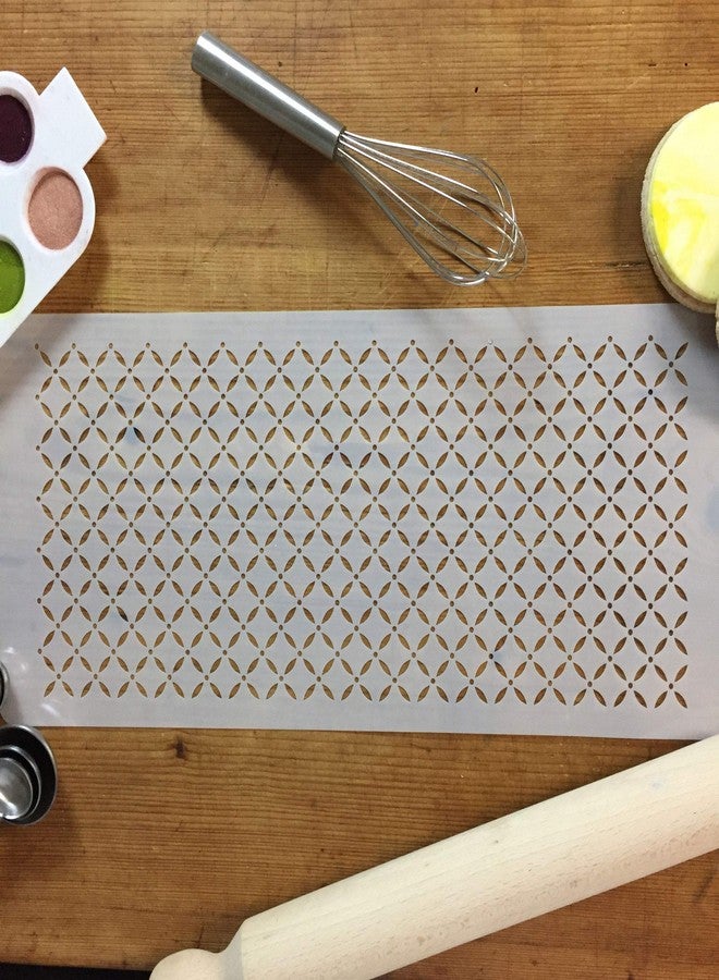 Designer Stencils C776 Eyelet Lattice Cake Stencil, Beige/semi-transparent - Image 4