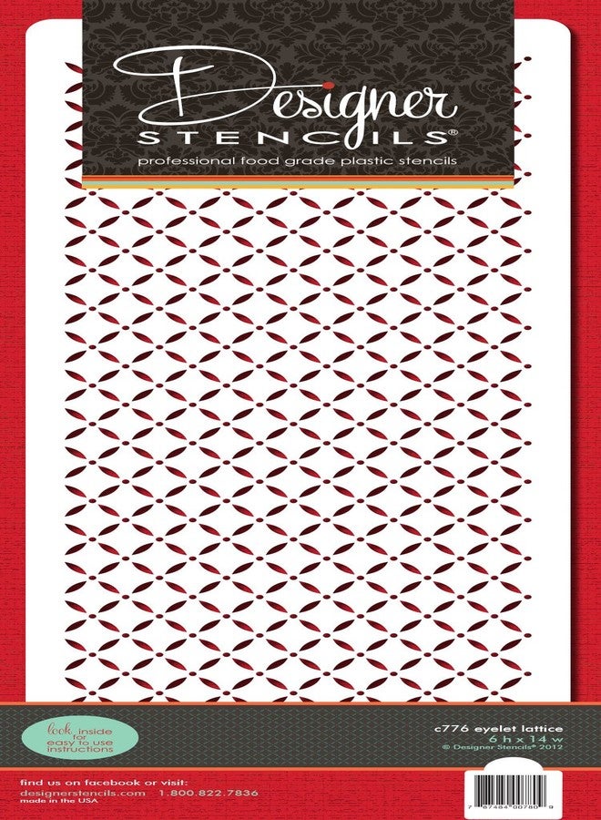 Designer Stencils C776 Eyelet Lattice Cake Stencil, Beige/semi-transparent - Image 3