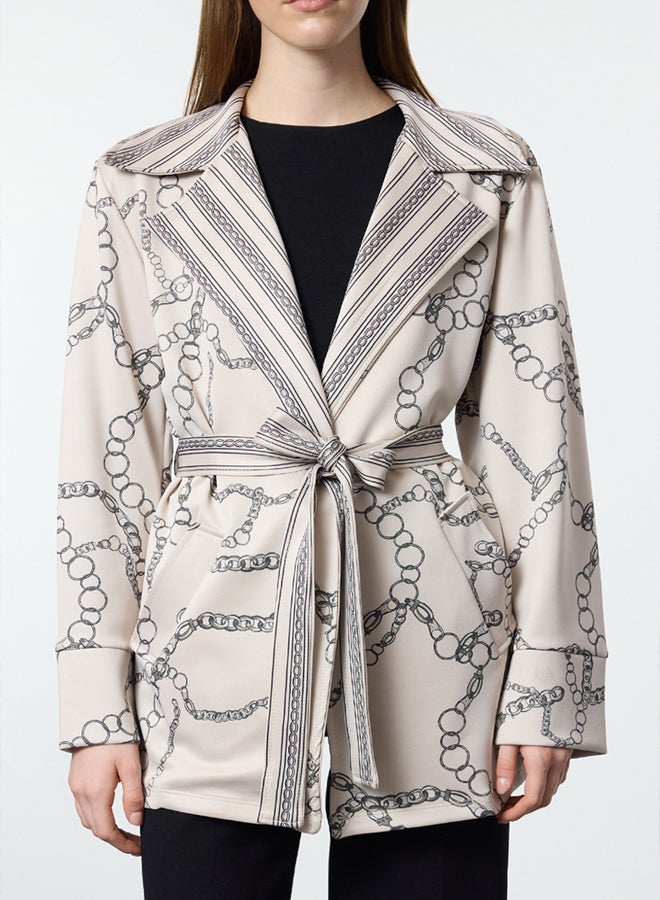 trendyol Mink Double Breasted Collar Patterned Scuba/Diving Jacket - Image 4