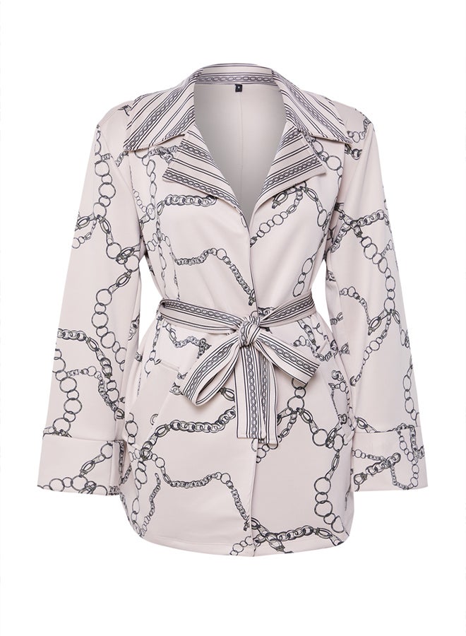 trendyol Mink Double Breasted Collar Patterned Scuba/Diving Jacket - Image 5