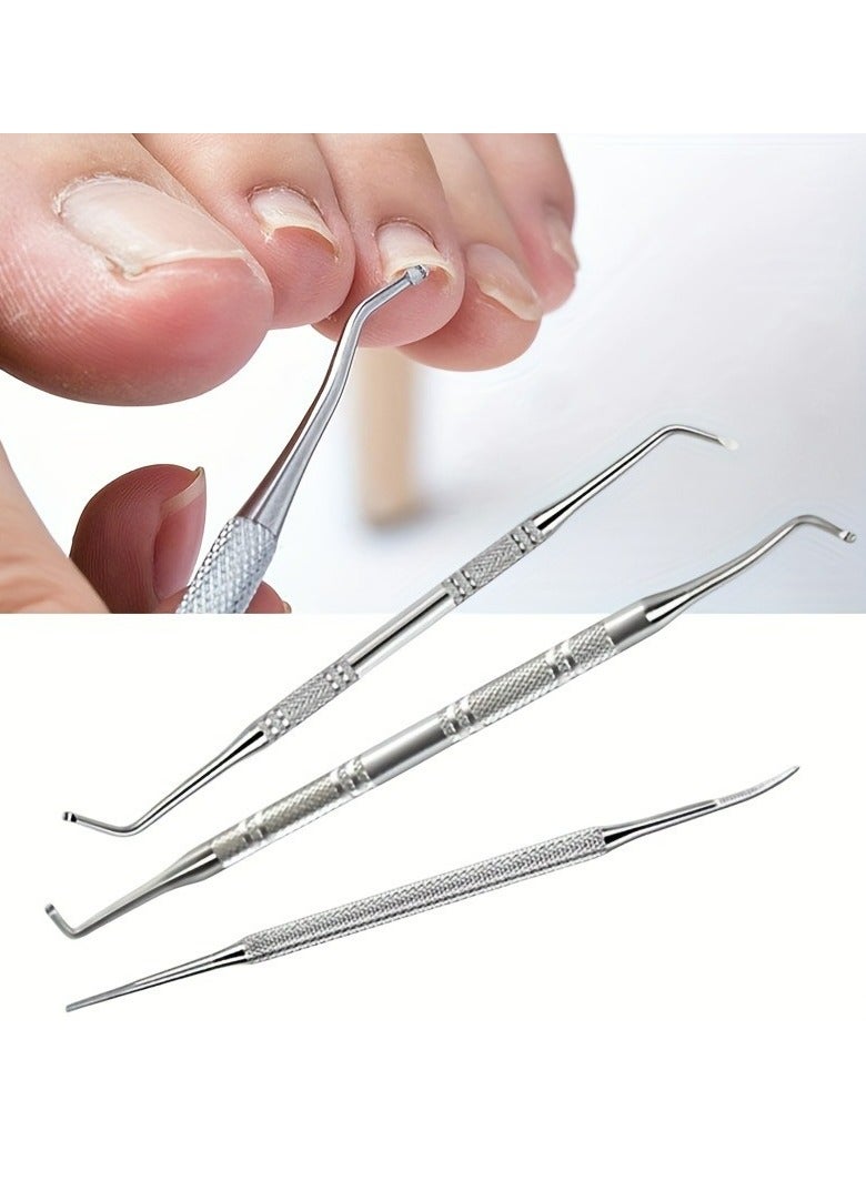 3pcs Professional Ingrown toenail Tool, Toenail File and Lifters,Professional Surgical Safe Nail Treatment Pedicure Tool Kit Under Nail Cleaner Tools Pain Relief,Durable Stainless Steel Pedicure Tools - Image 3