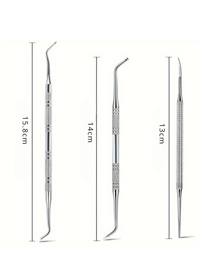 3pcs Professional Ingrown toenail Tool, Toenail File and Lifters,Professional Surgical Safe Nail Treatment Pedicure Tool Kit Under Nail Cleaner Tools Pain Relief,Durable Stainless Steel Pedicure Tools - Image 4