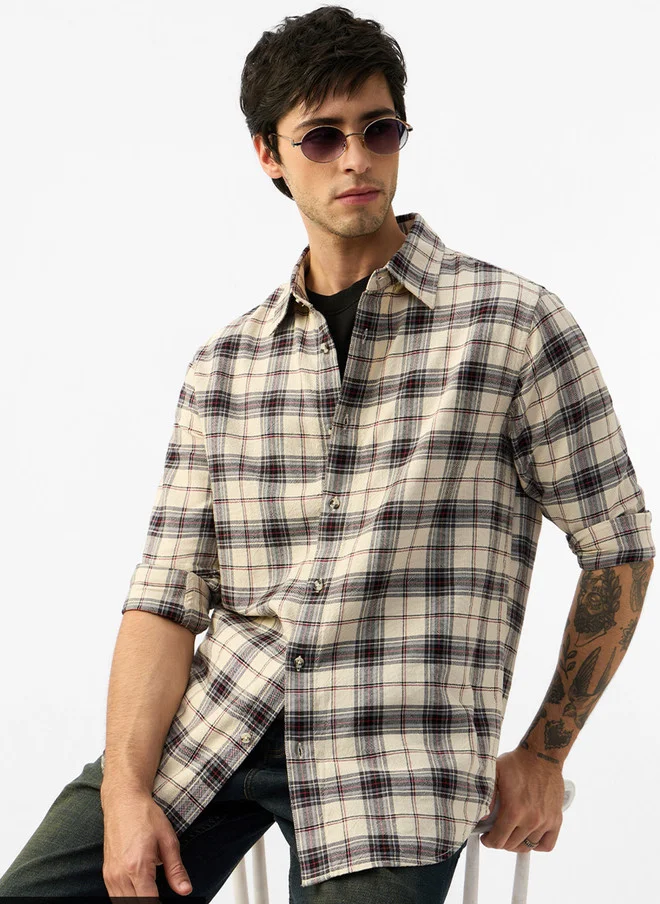 The Souled Store Men Slim Fit Checked Casual Shirt