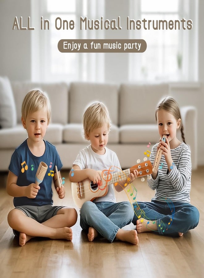 Vanplay Kids Guitar Set - Toys for 2 3 Year Old Boy & Girls Birthday Gifts, 7 in 1 Montessori Musical Instruments for Toddlers 2-4, Musical Band Sets with Ukulele/Flute/Tambourine/Maracas Toys for Kids 3-5 - Image 2