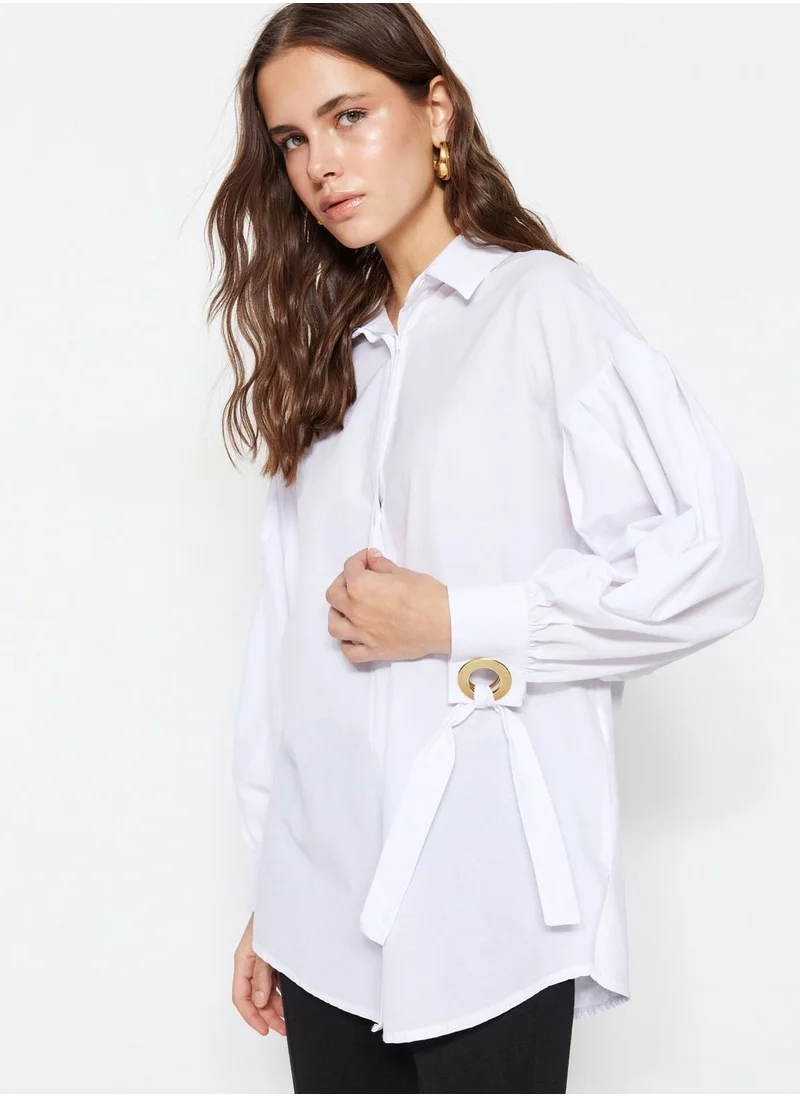 trendyol Button Down Tie Detail Shirt