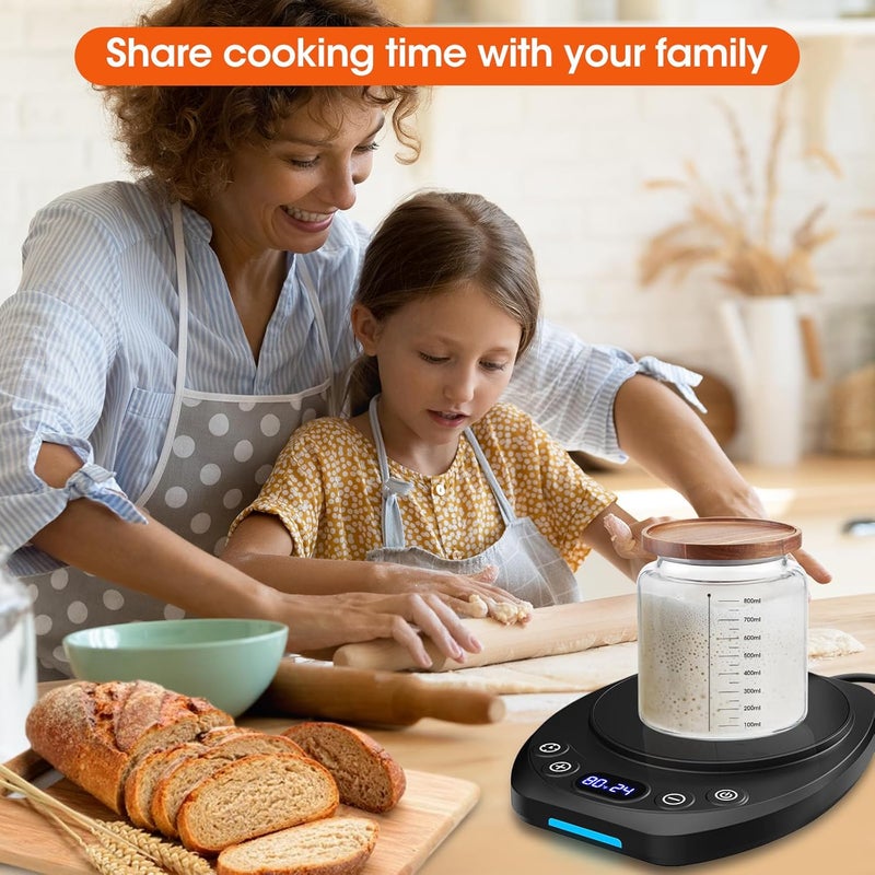 MQFORU Upgrade Sourdough Starter Warmer Mat, Precise 1°F Thermostat Control (70-120°F), Smart Memory Leavening Pad for Kitchen Sourdough and Bagels, 0-24H Timer with US Plug, °C/°F Display - Image 5