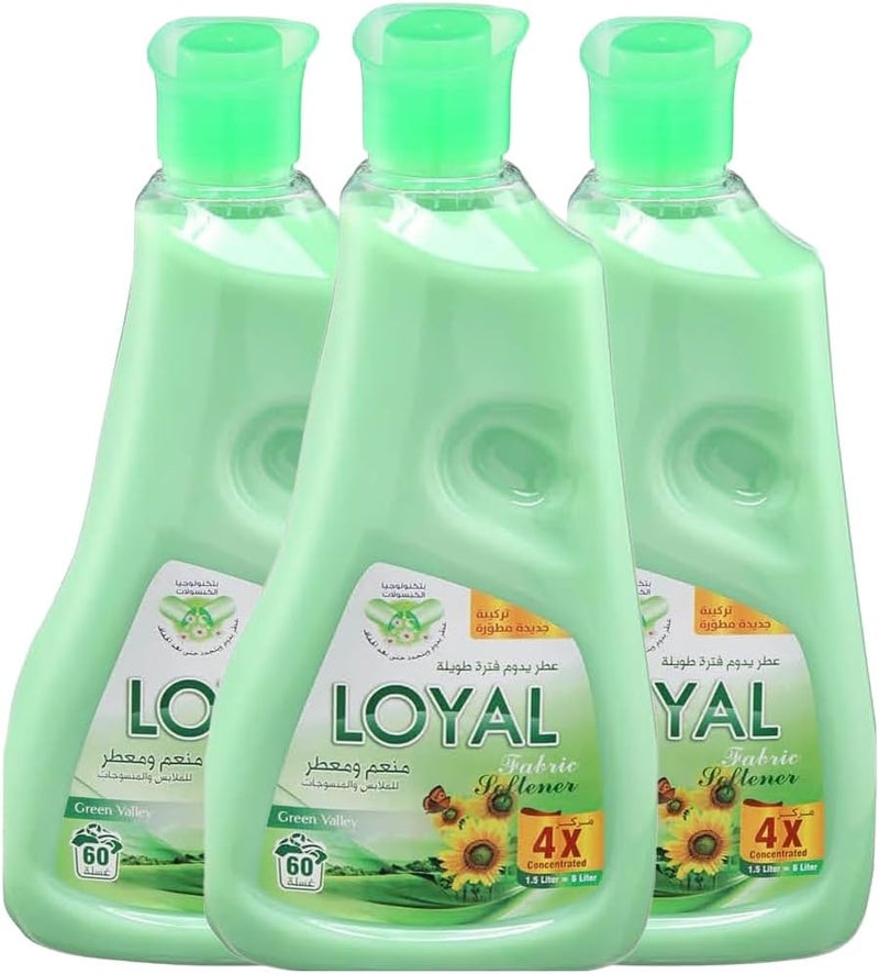 Loyal Fabric Softener & Freshener Concentrated, Green Valley, 1500ml X 3, Pack of 3 combo offer - Image 1