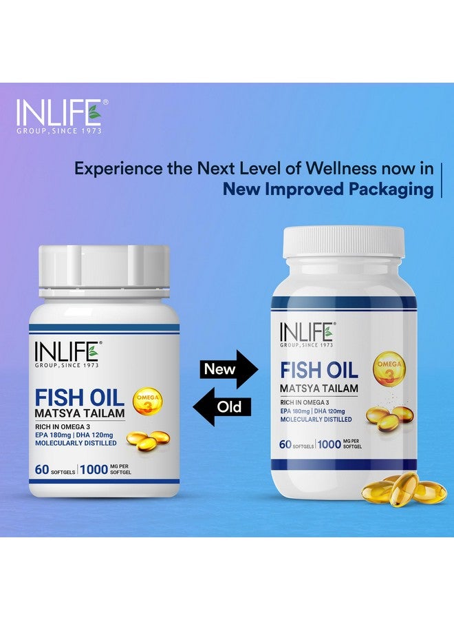 Inlife كبسولات زيت السمك أوميغا 3 INLIFE 1000 ملغ | صحة القلب والدماغ والمفاصل | مكمل مركز عالي التقطير - 60 كبسولة لينة (عبوة من 1، 60) - Image 3