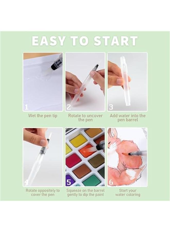 50 Watercolor Paint Set, Portable Watercolor Painting Kits with Regular, Macaron, Metallic  Fluorescent Colors - Art Supplies Kit with Gift Box for Kids, Adults, Beginners, Artists - Image 3