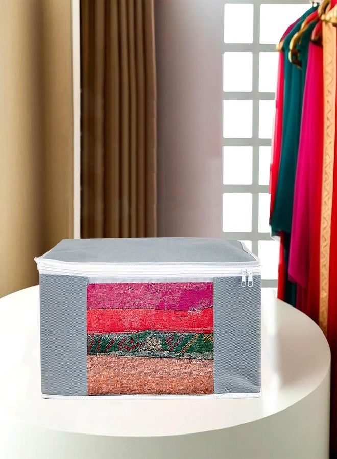 Shaping Fabric Saree Cover Set of 01 Non-Woven Fabric Clothes Organiser for Wardrobe with Transparent Window & Double Zip Clothes Storage Bag, Garment Cover SF_XL_SC_CC_XPID1598426731598869 - Image 1