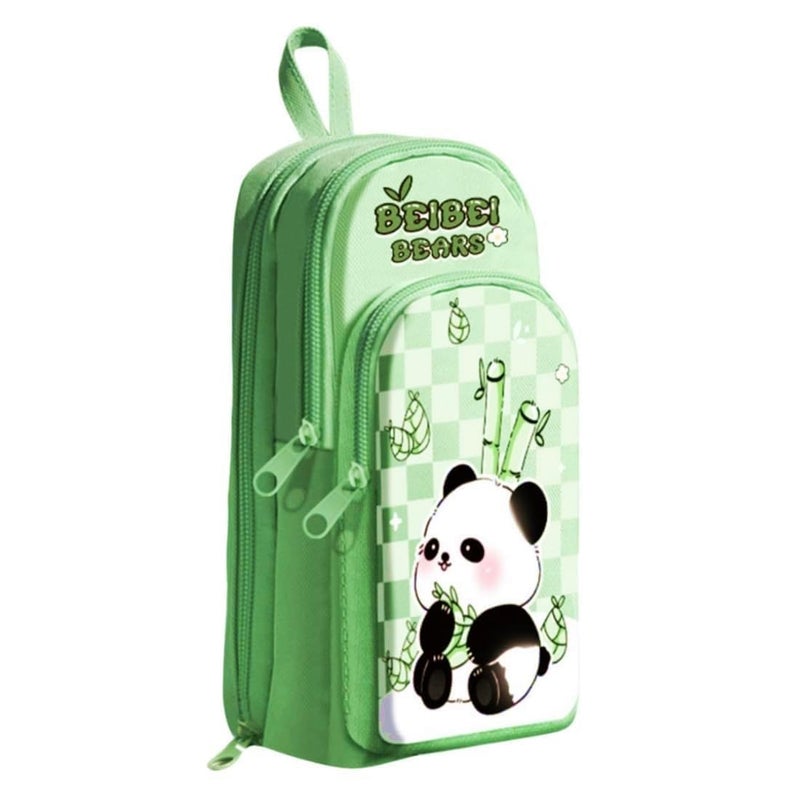 Royals hub EVA Panda Cartoon Theme 3D Pencil Case Pouch, Multipurpose Zipper for Kids, Pen and Pencil Bag for School Kids, Girls, Stationery Storage Box, Green - Image 1