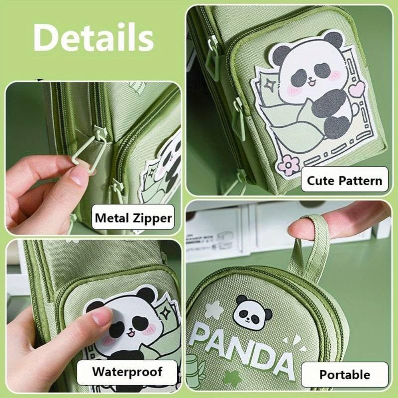 Royals hub EVA Panda Cartoon Theme 3D Pencil Case Pouch, Multipurpose Zipper for Kids, Pen and Pencil Bag for School Kids, Girls, Stationery Storage Box, Green - Image 2