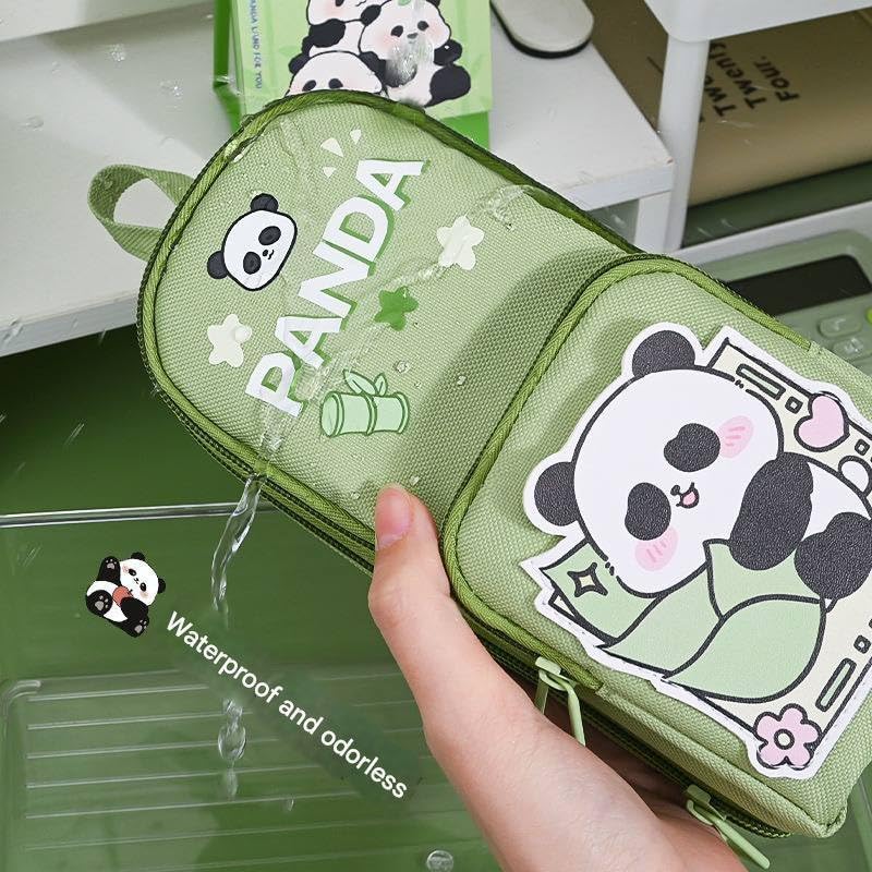 Royals hub EVA Panda Cartoon Theme 3D Pencil Case Pouch, Multipurpose Zipper for Kids, Pen and Pencil Bag for School Kids, Girls, Stationery Storage Box, Green - Image 4