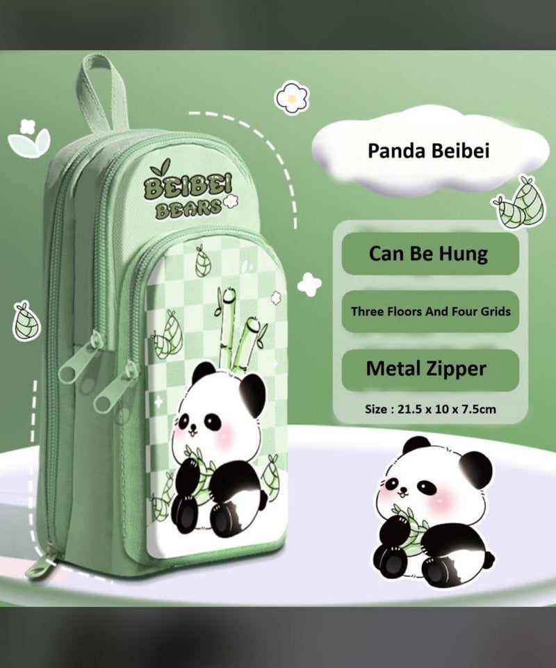 Royals hub EVA Panda Cartoon Theme 3D Pencil Case Pouch, Multipurpose Zipper for Kids, Pen and Pencil Bag for School Kids, Girls, Stationery Storage Box, Green - Image 3