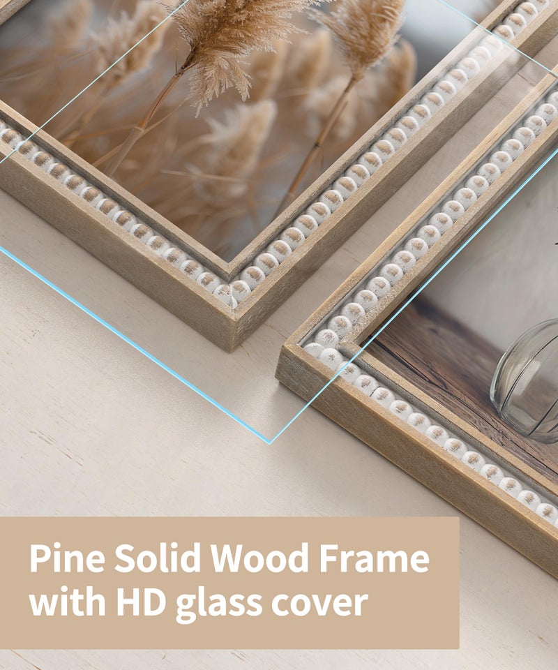 SUMGAR 5x7 Picture Frame 7x5 Photo Frame White Wood Farmhouse Boho Wall Mounted Shabby Chic Display for Desk Birthday Friend Gifts for Christmas with Decorative Distressed Pine Beads - Image 4