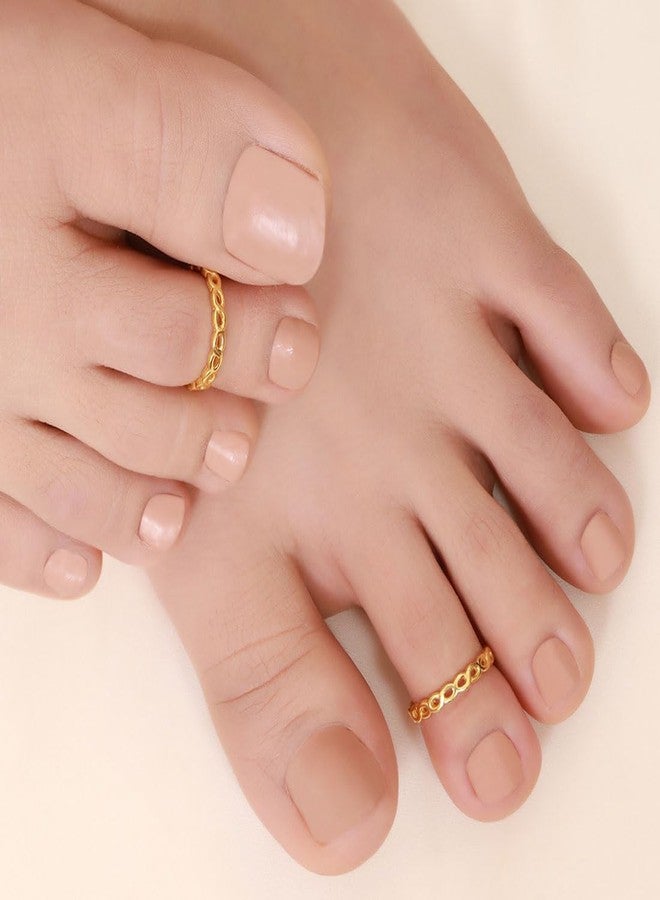 ZAVYA 925 Sterling Silver Designer Textured Gold Plated Adjustable Toe Ring | Gift for Women | With Certificate and 925 Hallmark - Image 3