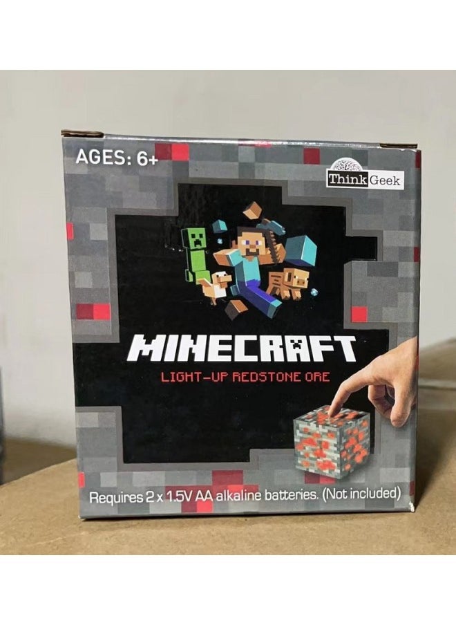 Minecraft Game Torch Lamp Mineral Color Changing Led Atmosphere Night Light Decoration Gift Small Size-Color:Battery Red Miner's Lamp  - Image 1