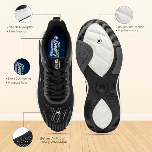 Red Tape Men’s Athleisure Sports Shoes with Supreme Bounce Insole Black/White - Image 5