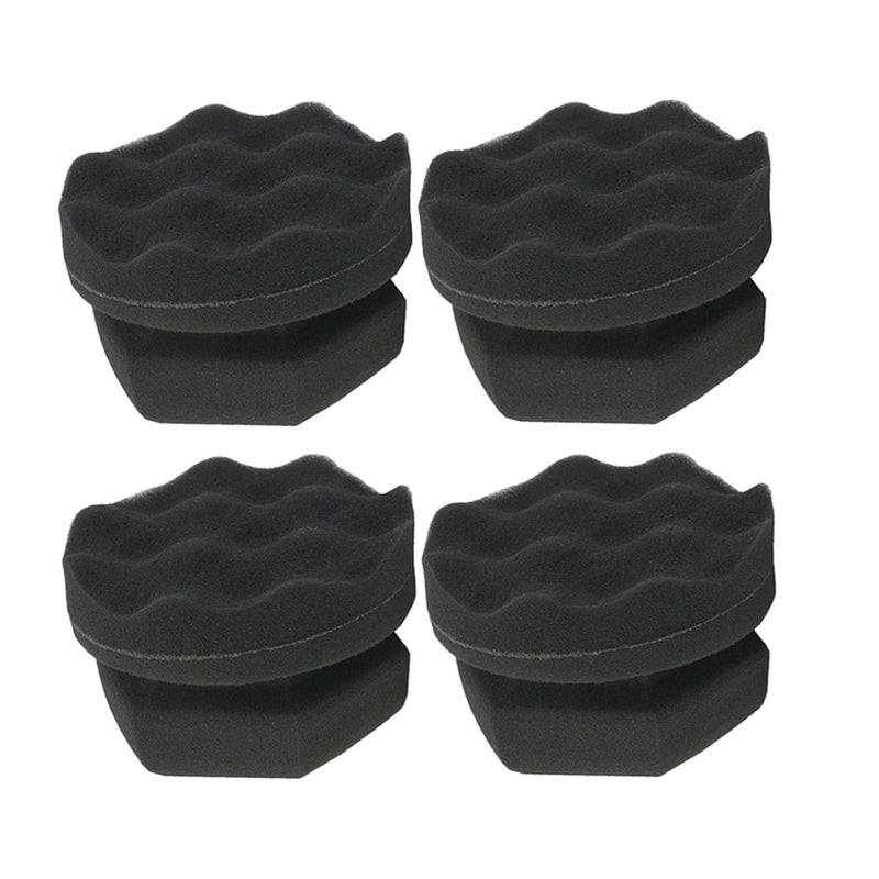 High Density Wave Pattern Waxing Sponge Applicator Black Size 2 For Car Detailing Tire Shine And Interior Cleaning - Image 2