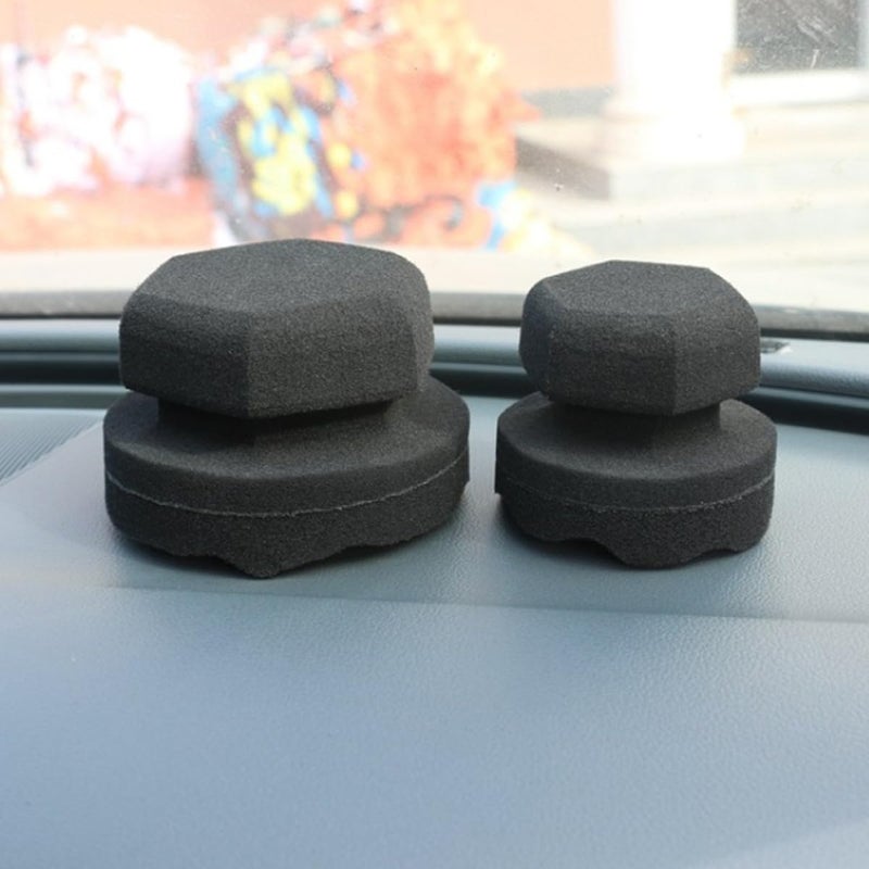 High Density Wave Pattern Waxing Sponge Applicator Black Size 2 For Car Detailing Tire Shine And Interior Cleaning - Image 4