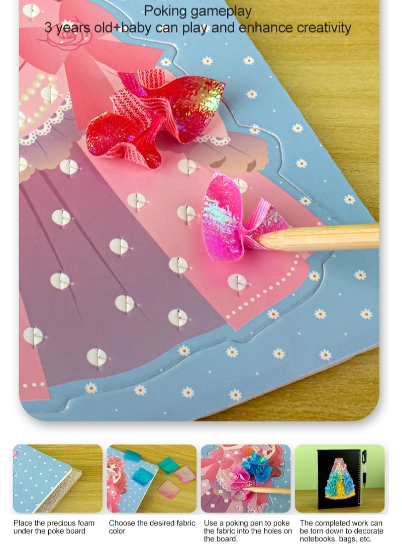 MaBaby Children's Changing Gift Stickers Creative Puzzle Puncture Painting Fabric Art Frenzy, Poke Art DIY Toys for Girls, DIY Poking Drawing Dress Up Boards, Paper Craft Kit Kids Toys Gifts - Image 2