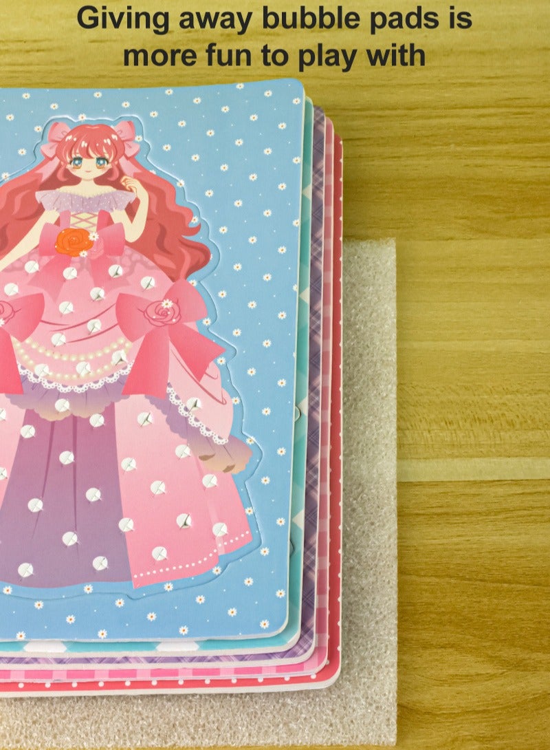 MaBaby Children's Changing Gift Stickers Creative Puzzle Puncture Painting Fabric Art Frenzy, Poke Art DIY Toys for Girls, DIY Poking Drawing Dress Up Boards, Paper Craft Kit Kids Toys Gifts - Image 3