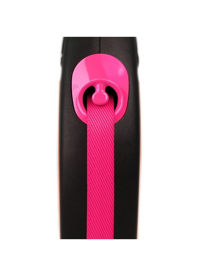 Flexi New Neon Tape Pink Medium 5m Retractable Dog Leash/Lead for Dogs up to 25kgs/55lbs
