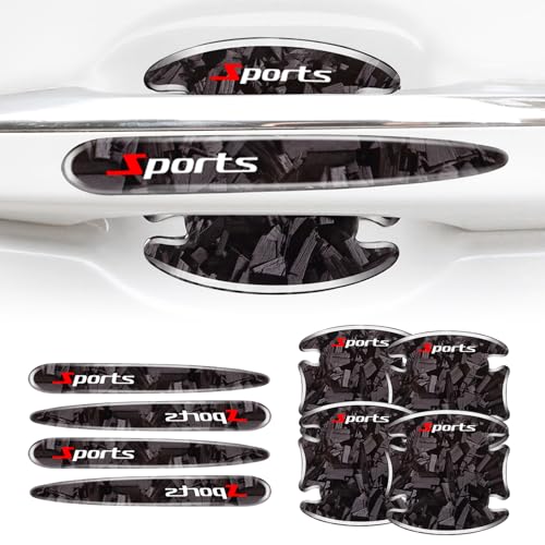 GCZCC 8PCS Carbon Fiber Car Door Handle Protector Anti Scratch Door Bowl Sticker with Stylish Sports Print Protective Film Automotive Exterior Accessories Universal for Most Vehicles SUV TruckBlack - Image 1