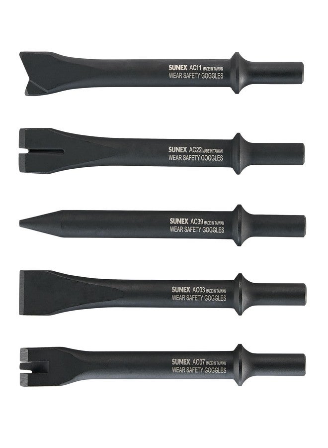 SUNEX TOOLS ACS5C Air Hammer Chisel 7” Cutting Set in Portable Tool Roll, 5-Piece - Image 2