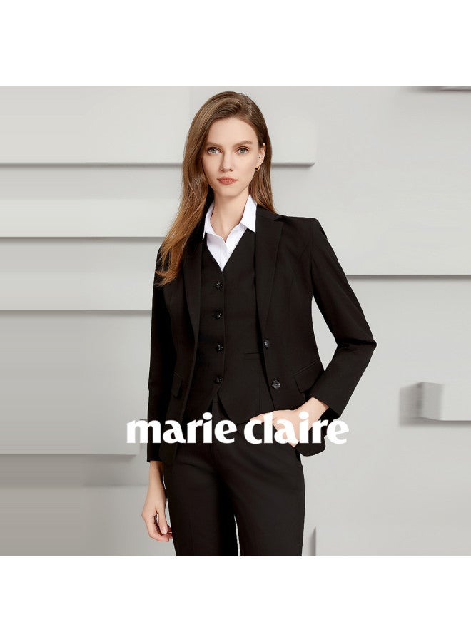 Marie Claire Top + Pants] Women's Suit Set Spring/autumn 2025 New Arrival Elegant Office Professional Formal Suit - Image 2