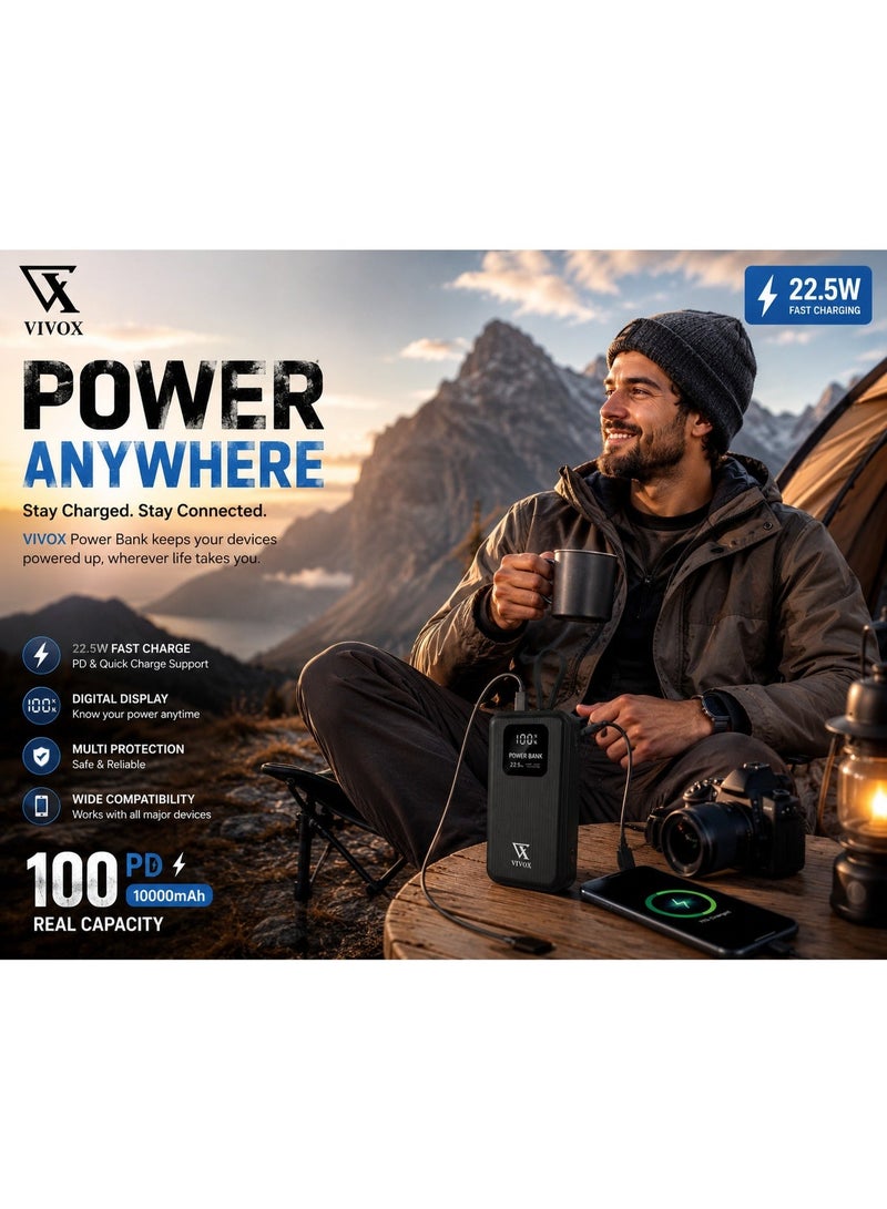 باور بانك Vivox VPB21 سعة 20000 مللي أمبير، شحن سريع 22.5 واط، شاشة رقمية - Image 3