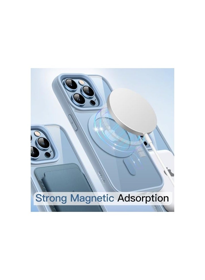JETech Magnetic Case for iPhone 13 Pro Max 6.7-Inch Compatible with MagSafe, Shockproof Phone Bumper Cover, Solid Color Matte TPU Frame, Anti-Scratch Clear Back (Sierra Blue) - Image 3