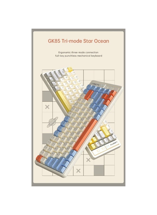 LANGTU GK85 3-Mode Wireless, Bluetooth, Wired RGB Gaming Mechanical Keyboard, Hot-Swappable Orange Quiet Linear Switch W/Hot-Swap Free-Mod Pcb Socket - Image 2