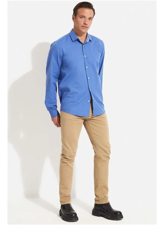 جون June Men Cotton Oxford Shirt Indigo