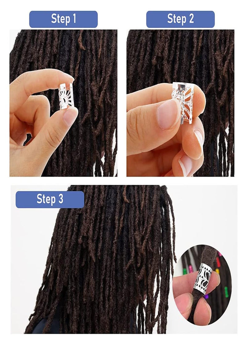 Hair Accessories for Women, 100Pcs Aluminum Hair Cuffs and Charms, Adjustable Metal Decorations for Braids and Locs, Stylish Hair Rings and Pendants for Girls - Image 3