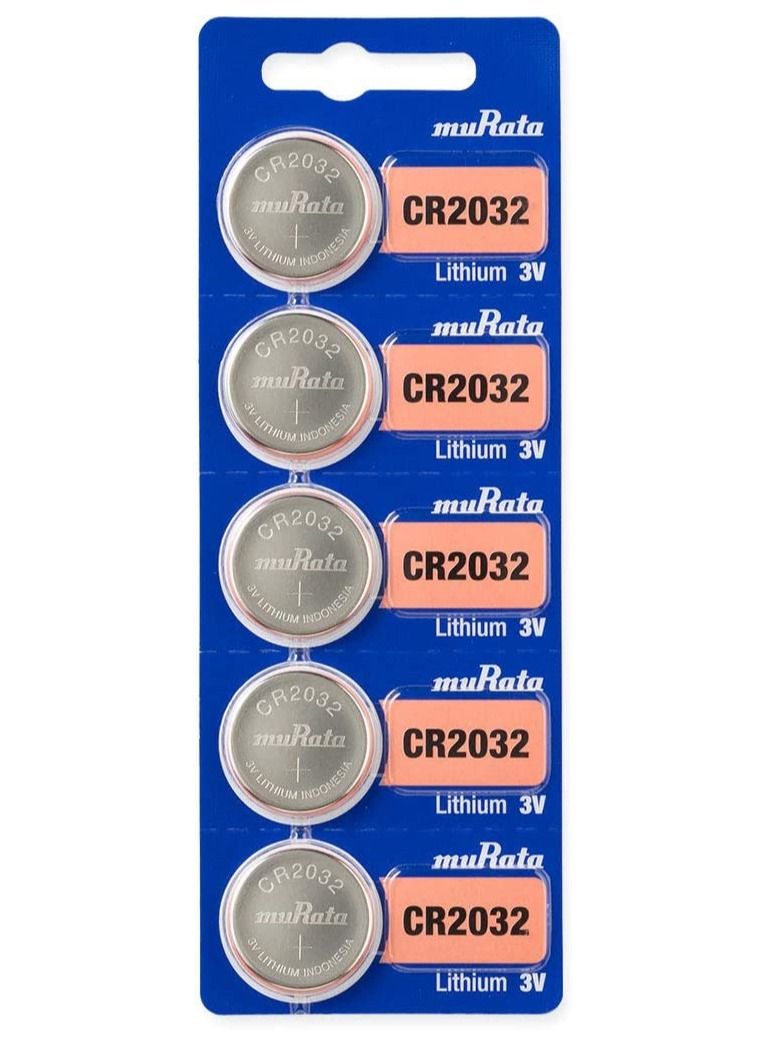 CR2032 Lithium 3V Coin Cell 5 Batteries Made in Japan