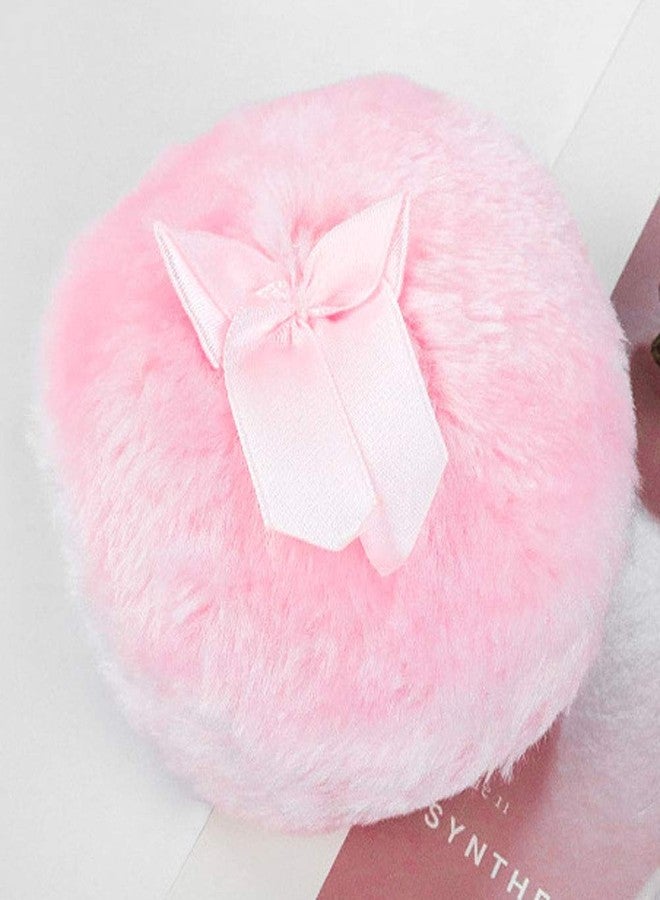 Teensery 2 Pcs Large Powder Puff 3.9 Inch Fluffy Body Powder Puff with Ribbon Bow for Loose Powder Body Powder Face Powder Makeup (Pink) - Image 2