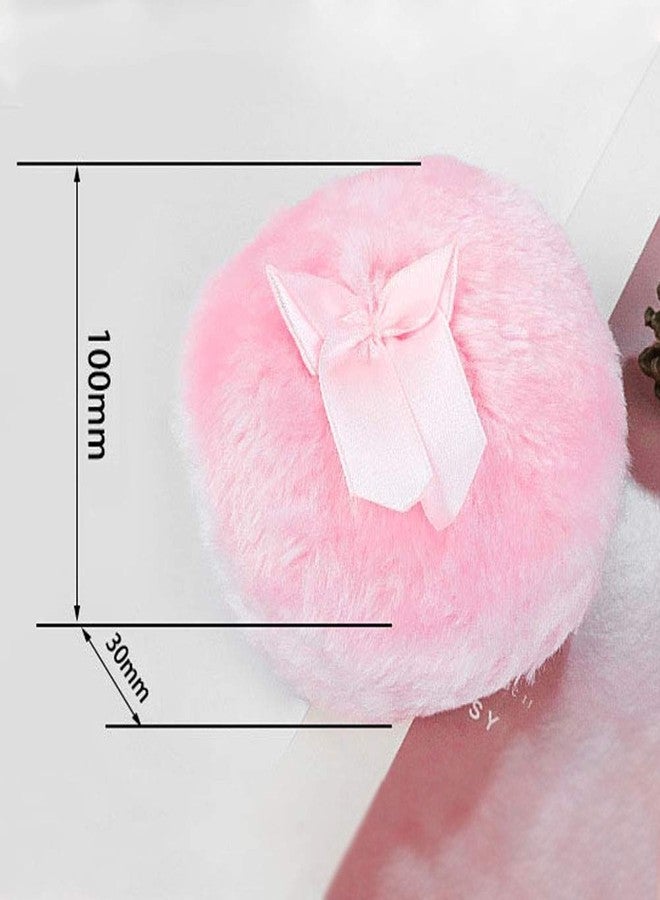 Teensery 2 Pcs Large Powder Puff 3.9 Inch Fluffy Body Powder Puff with Ribbon Bow for Loose Powder Body Powder Face Powder Makeup (Pink) - Image 3