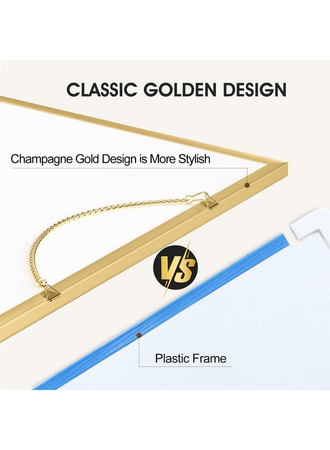 ماكسجير لوحة مسح جافة للجدار، إطار من الألومنيوم الذهبي، لوحة بيضاء صغيرة معلقة مقاس 16 بوصة × 12 بوصة مع علامة سوداء، لوحة بيضاء صغيرة محمولة مزدوجة الجوانب للتخطيط والرسم والمذكرات وقائمة المهام - Image 4