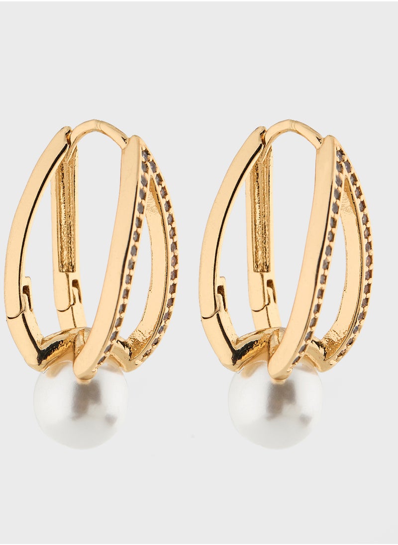 Ella Limited Edition Dimante Hoop Pearl Earrings  - Image 1