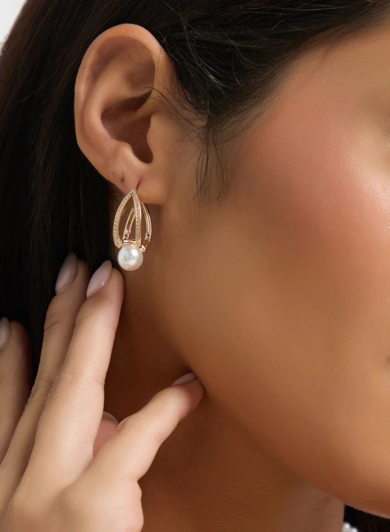 Ella Limited Edition Dimante Hoop Pearl Earrings