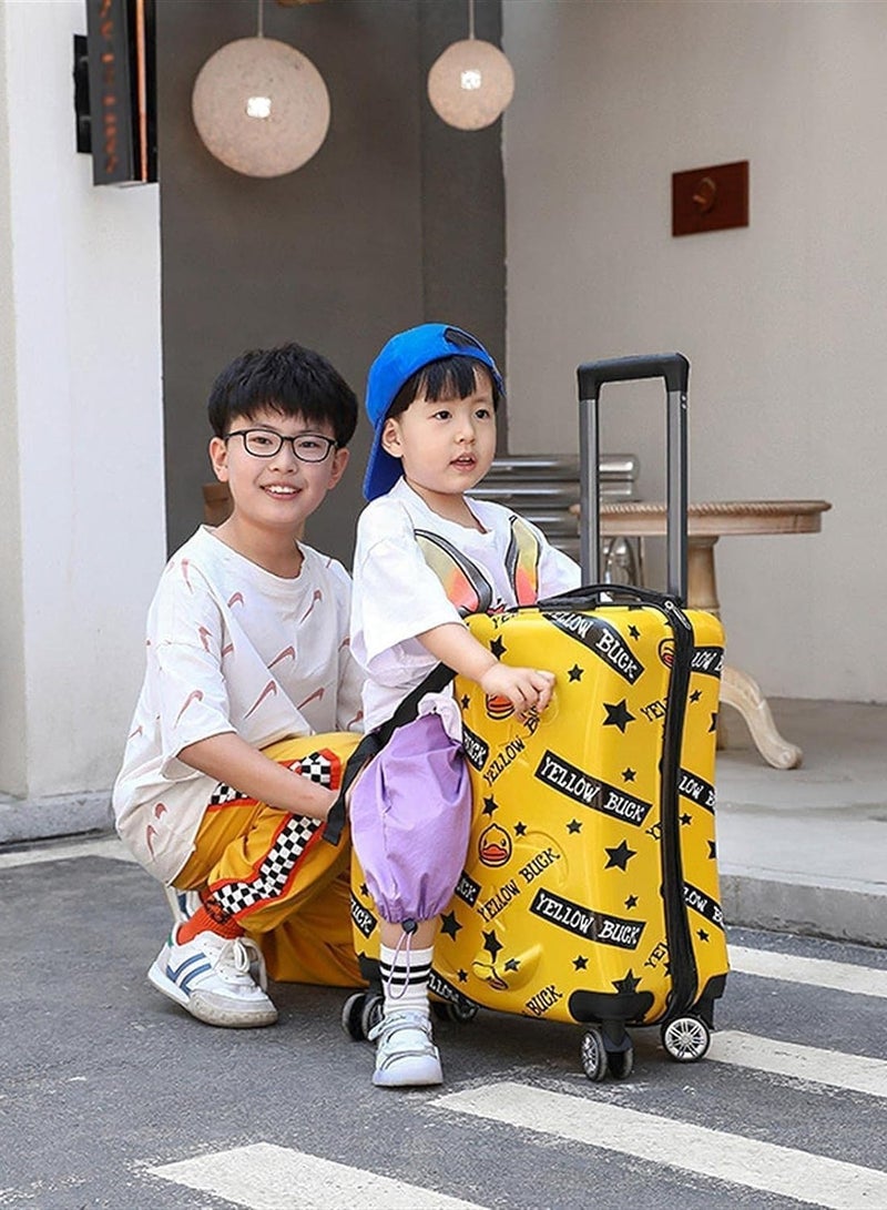 BLOOMING TIME Kids Ride-On Travel Suitcase with Wheels - Spinner Carry-On Trolley Case with Password Lock, Universal Wheels for Ages 1-6 - Image 1