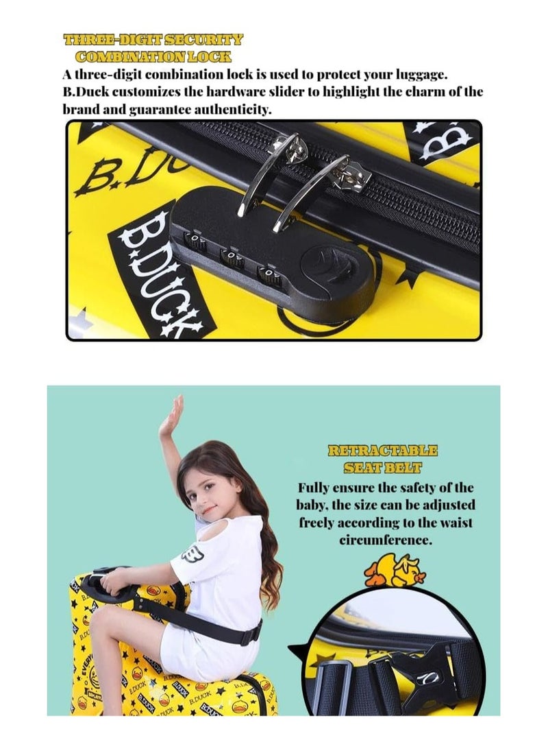 BLOOMING TIME Kids Ride-On Travel Suitcase with Wheels - Spinner Carry-On Trolley Case with Password Lock, Universal Wheels for Ages 1-6 - Image 5